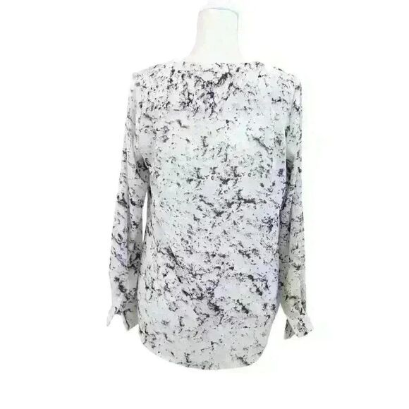 Saint Tropez West White & Purple Marbled Long Sleeve Button Up Blouse Size Small - Picture 3 of 8